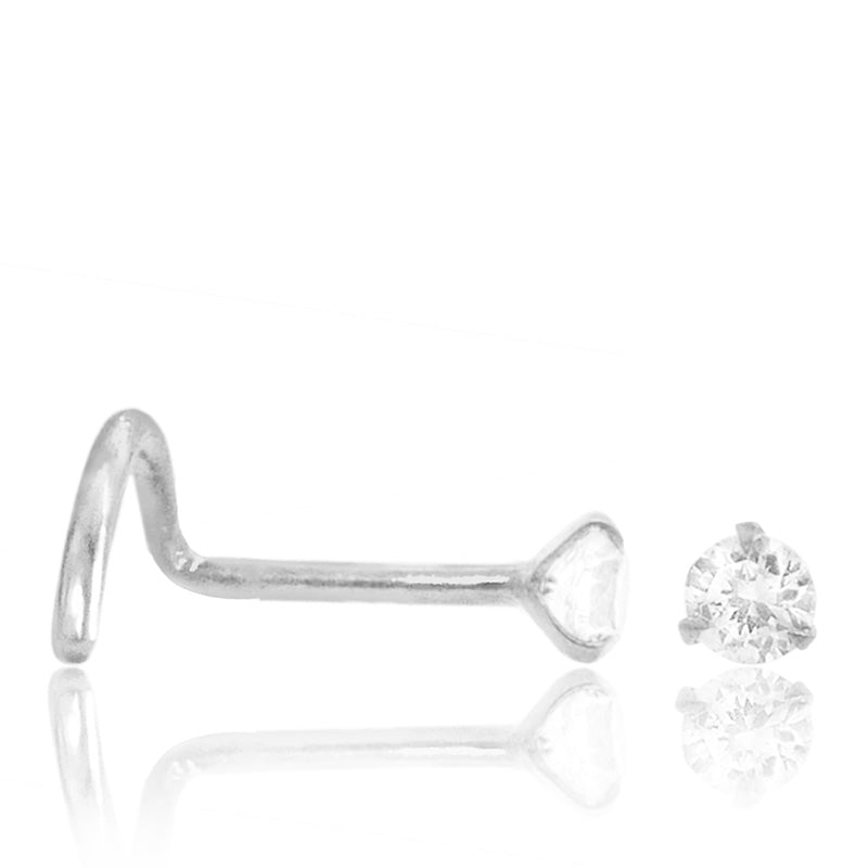 Piercing nez or blanc avec un diamant 0,05 carats