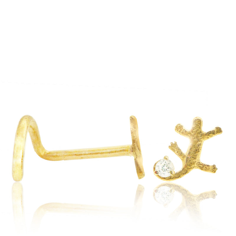 Piercing nez or jaune salamandre avec brillant