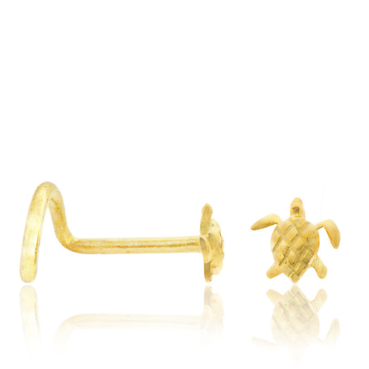 Piercing de nez en or jaune tortue