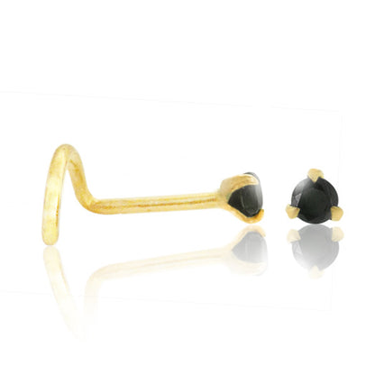 Piercing nez or jaune avec zircon noir