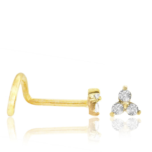 Piercing nez or jaune 3 brillants