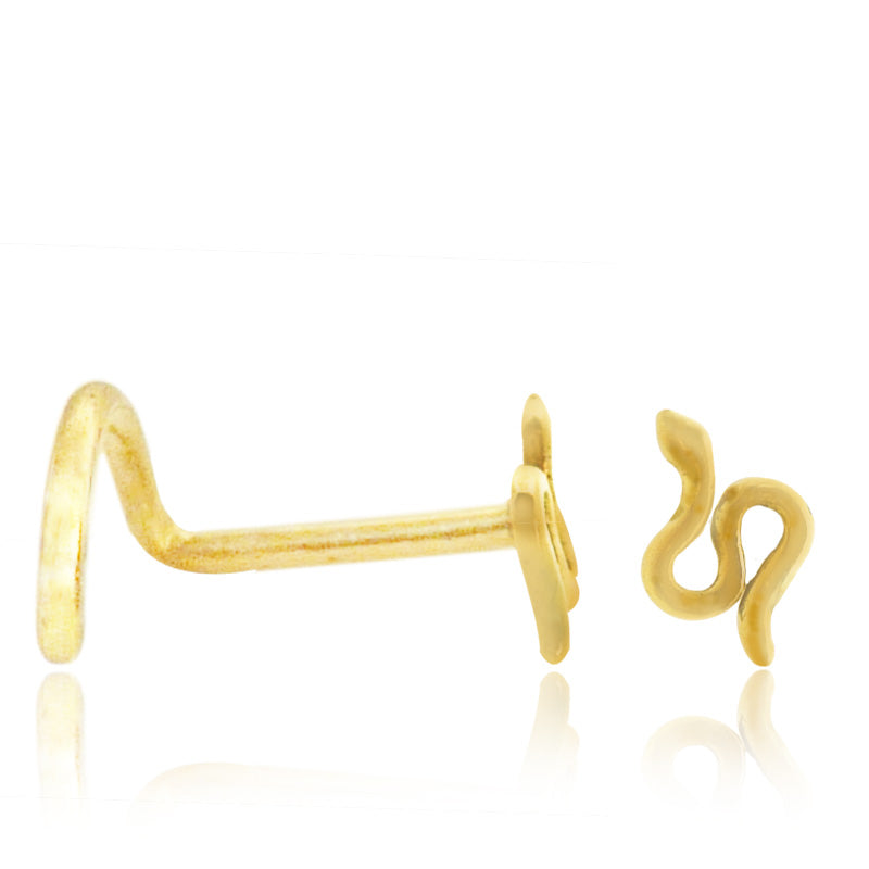 Piercing de nez or jaune avec serpent