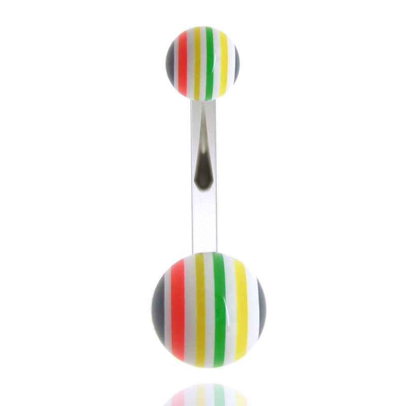 Piercing nombril acrylique rayures multicolores