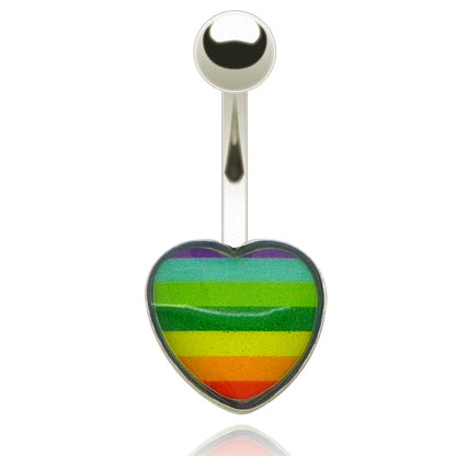 Piercing nombril coeur arc en ciel