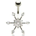 Piercing Nombril Acier Chirurgical 10 Mm Homxi - Croix Zircone Blanc, Bijou Argenté - 2