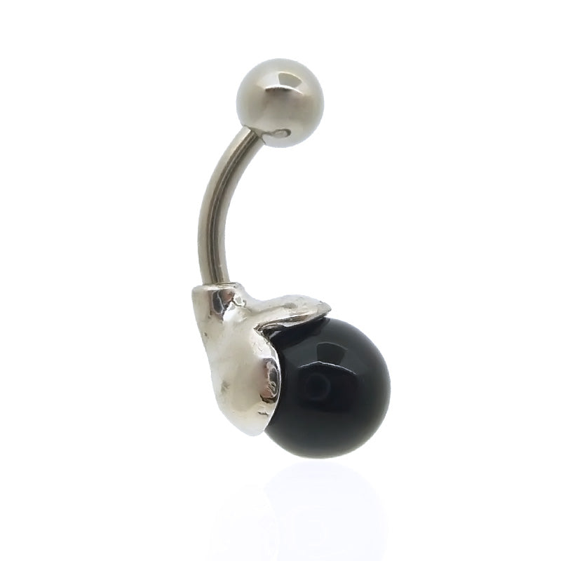 Piercing de nombril avec perle noire
