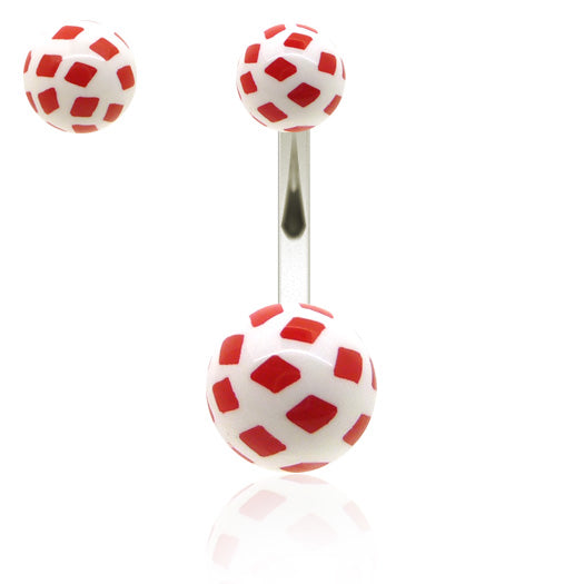 Piercing nombril acier boules carreau