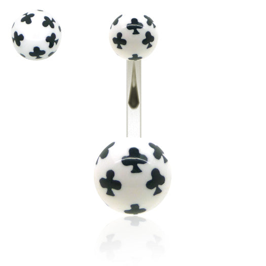 Piercing nombril acier boules trèfle