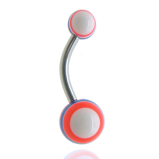 Piercing nombril acrylique rayures multicouleurs