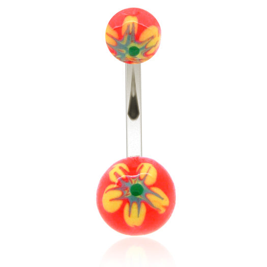 Piercing nombril acrylique fleurs