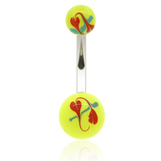 Piercing nombril acrylique jaune fluo