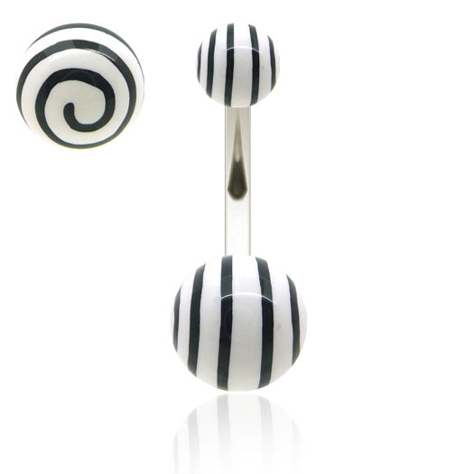 Piercing nombril boule acrylique avec spirales