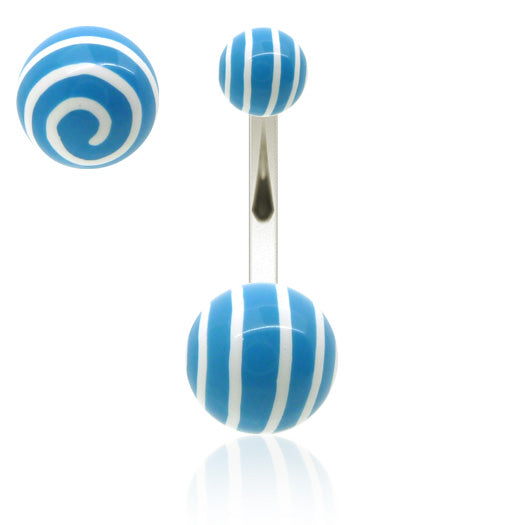 Piercing nombril boule acrylique avec spirales