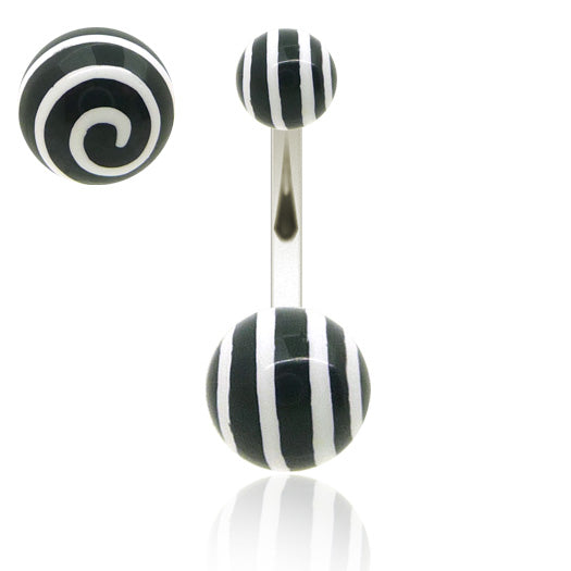 Piercing nombril boule acrylique avec spirales