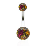 Piercing nombril cristal de swarovski multicolore (petit modèle)