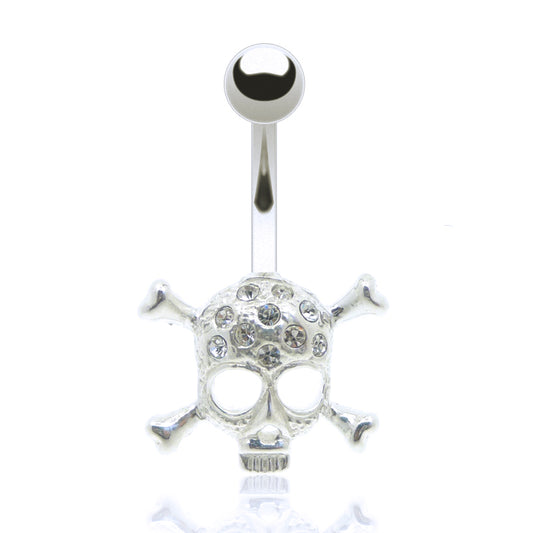 Piercing nombril acier chirurgical tete de mort