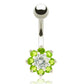 Piercing nombril acier chirurgical avec fleur