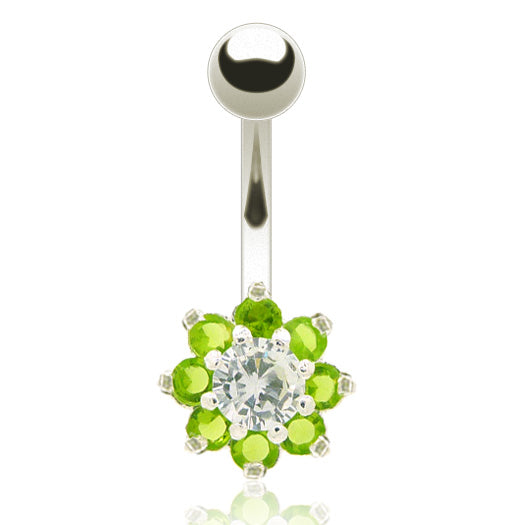 Piercing nombril acier chirurgical avec fleur