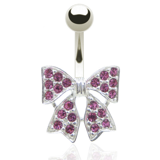 Piercing nombril nœud avec zircons