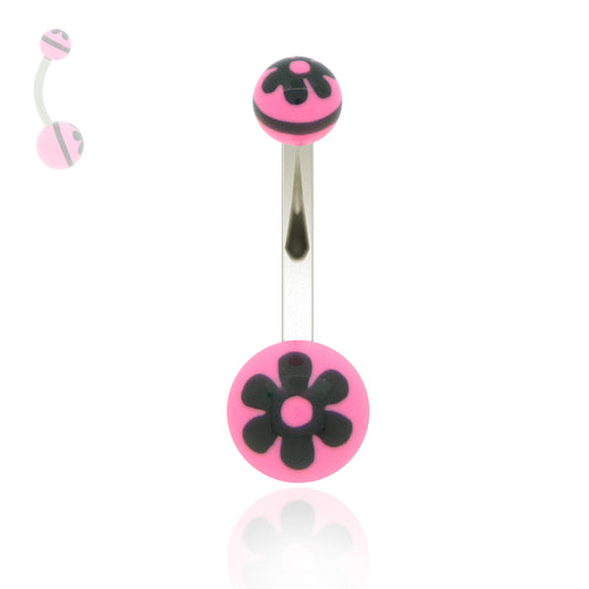 Piercing de nombril acrylique fleur