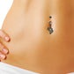Piercing nombril pendentif "Love" noir