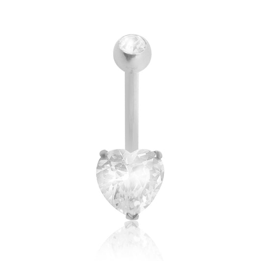 Piercing nombril or blanc avec coeur