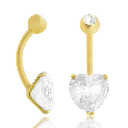 Piercing nombril or jaune avec coeur