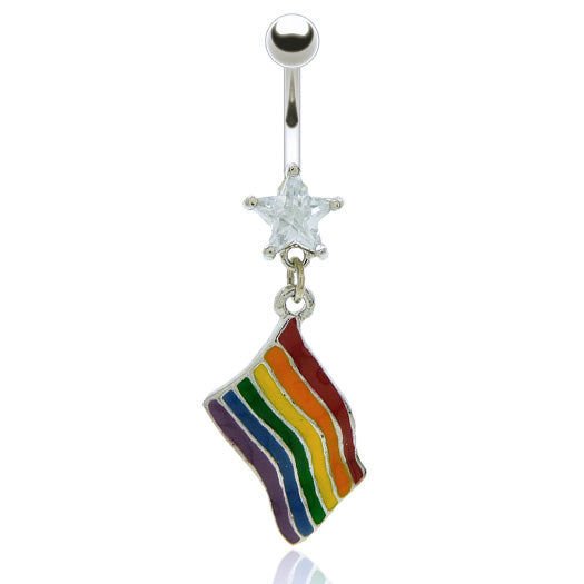 Piercing nombril pendentif drapeau rainbow