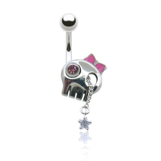 Piercing nombril pendentif avec tête de mort