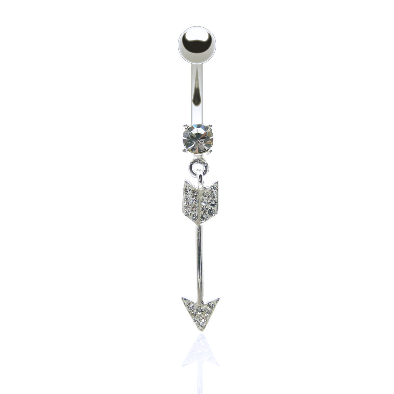 Bijou piercing nombril flèche ornée de brillants blancs. – C-Bo piercings