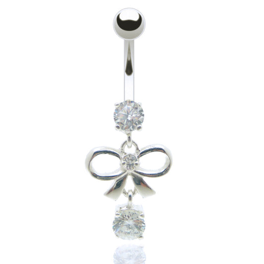 Piercing nombril pendentif avec noeud et brillant
