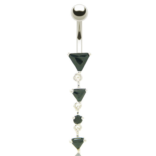 Piercing nombril avec triangles zirconium