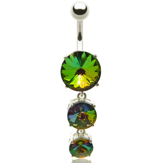 Piercing nombril pendentif avec trois zirconium