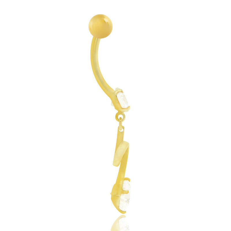 Piercing nombril pendentif or jaune avec zirconium