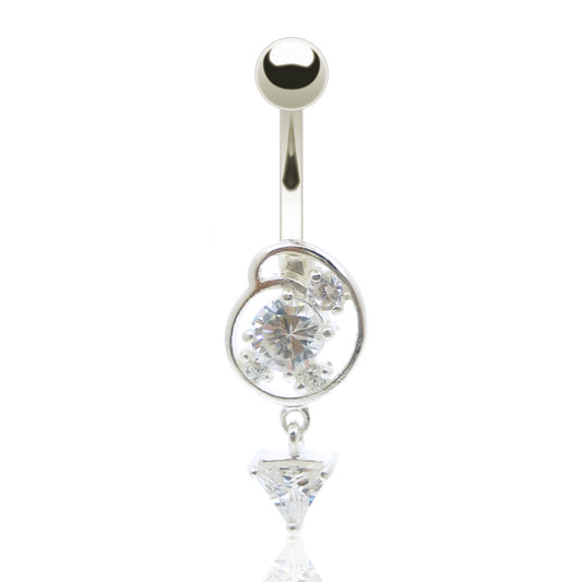 Piercing nombril pendentif avec triangle zircon