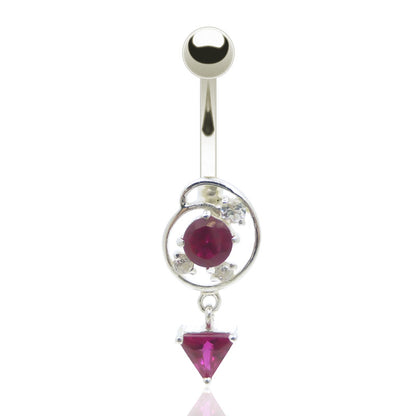 Piercing nombril pendentif avec triangle zircon
