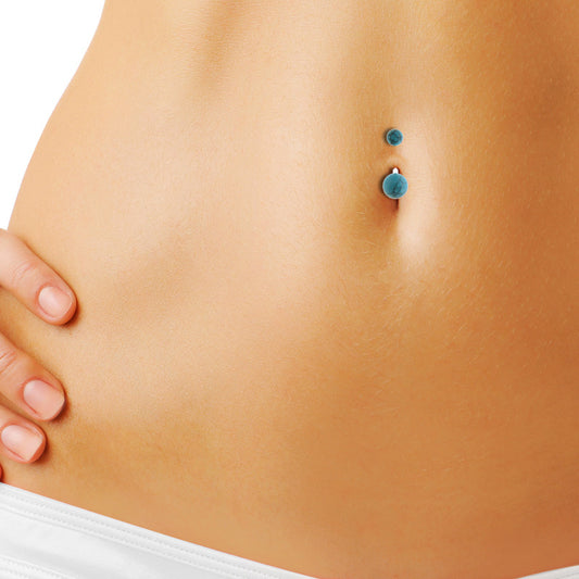 Piercing de nombril turquoise avec barre en acier