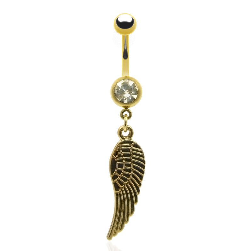 Piercing de nombril plaqué or avec aile