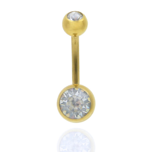 Piercing nombril plaqué or zircon blanc