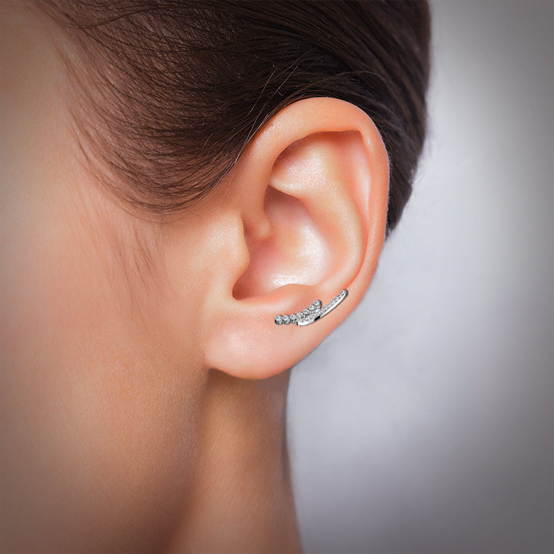 Piercing oreille en acier chirurgical avec barrettes de strass