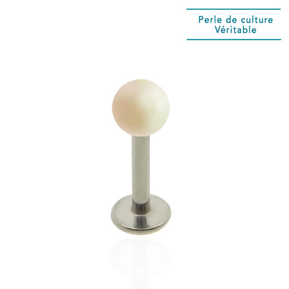 Piercing oreille en acier avec véritable perle de culture