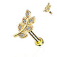 Piercing oreille en acier doré avec feuille