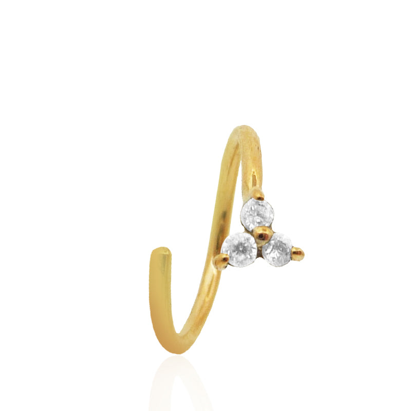 Piercing anneau tragus et hélix en or jaune avec trèfle
