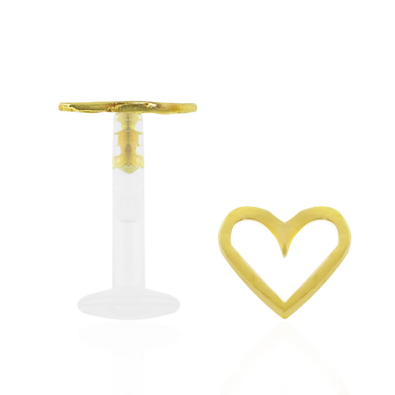 Piercing clip coeur fin en or jaune