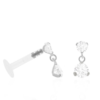 Piercing clip en or blanc pendentif cartilage et tragus