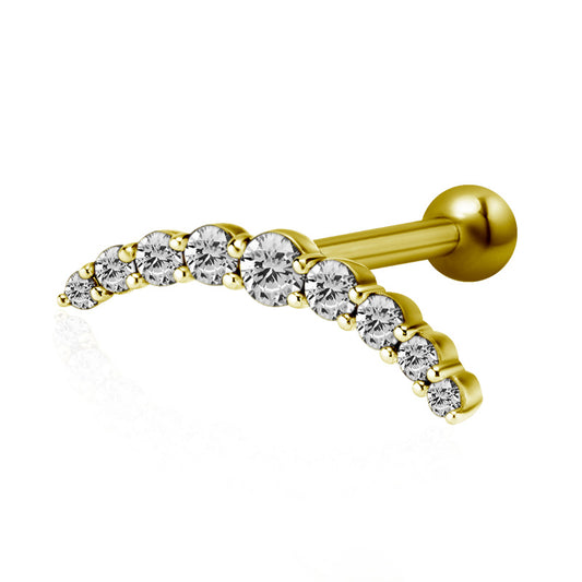 Piercing plaqué or pour l'oreille avec cristaux