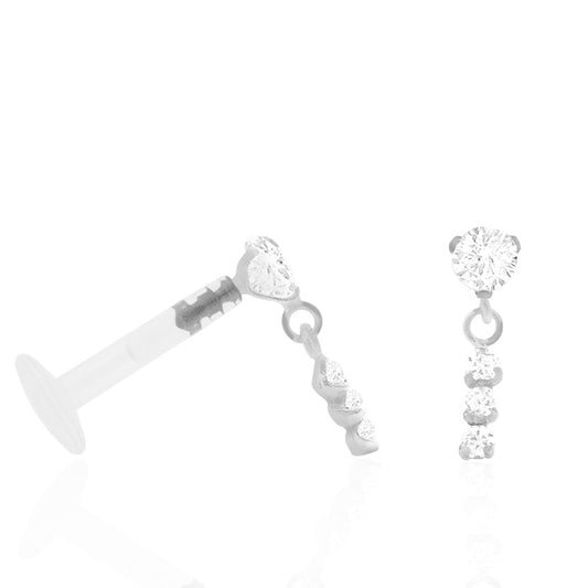 Piercing clip pendentif or blanc pour cartilage ou tragus