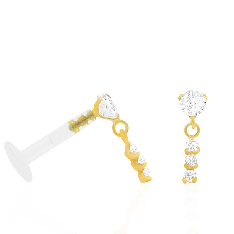 Piercing clip pendentif or jaune pour cartilage ou tragus