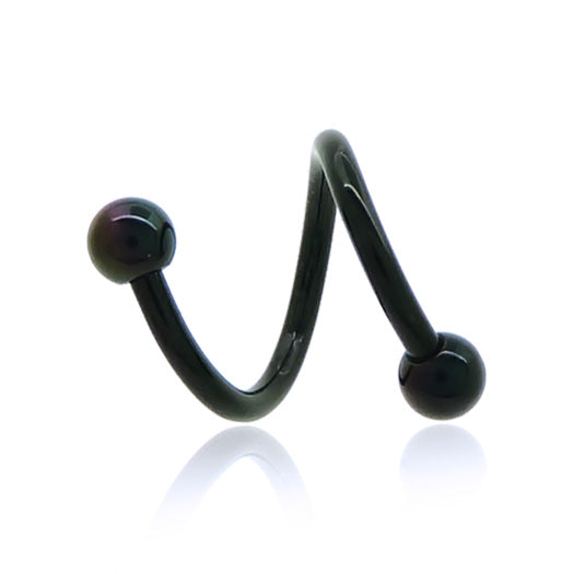 Piercing spirale en titane anodisé noir avec boules