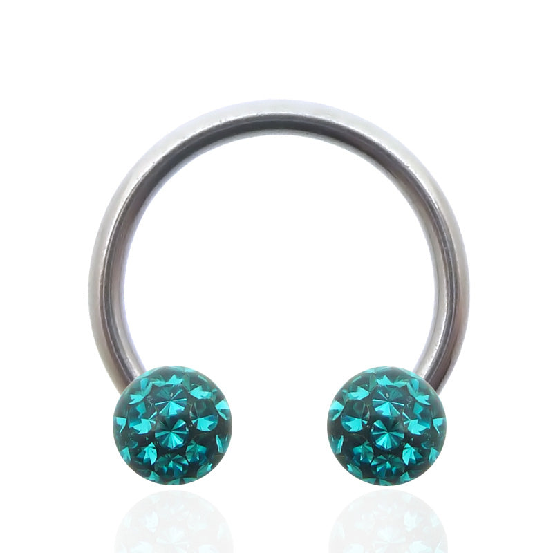Piercing fer a cheval acier chirurgical anodisé noir avec boules. – C Piercing fer a cheval acier chirurgical anodisé noir avec boules. – C